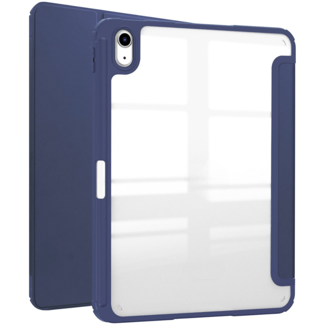 Case2go - Tablet hoes geschikt voor Apple iPad 11 (2025) A16 / Apple iPad 10.9 (2022) - Trifold case met Auto/Wake functie - Donker Blauw