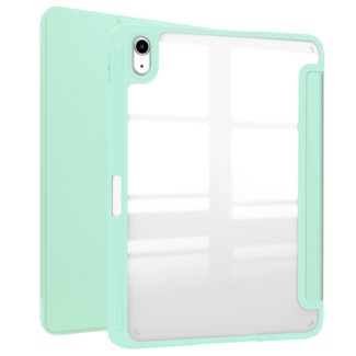 Case2go Case2go - Tablet hoes geschikt voor Apple iPad 10 10.9 (2022) - Transparante Case - Tri-fold Back Cover - Met Pencil Houder en Auto Wake/Sleep functie - Mint Groen