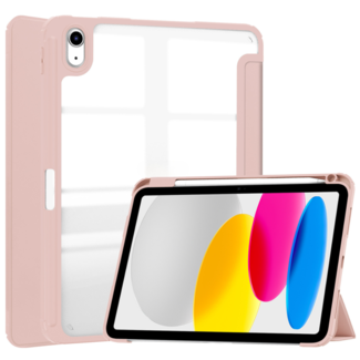 Case2go Case2go - Tablet hoes geschikt voor Apple iPad 10 10.9 (2022) - Transparante Case - Tri-fold Back Cover - Met Pencil Houder en Auto Wake/Sleep functie - Rose Gold