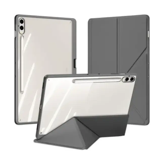 Dux Ducis - Hoes geschikt voor Samsung Galaxy Tab S9/S9 FE Plus - Magneet sluiting - Auto Sleep/Wake functie - Met Pencil houder - Grijs