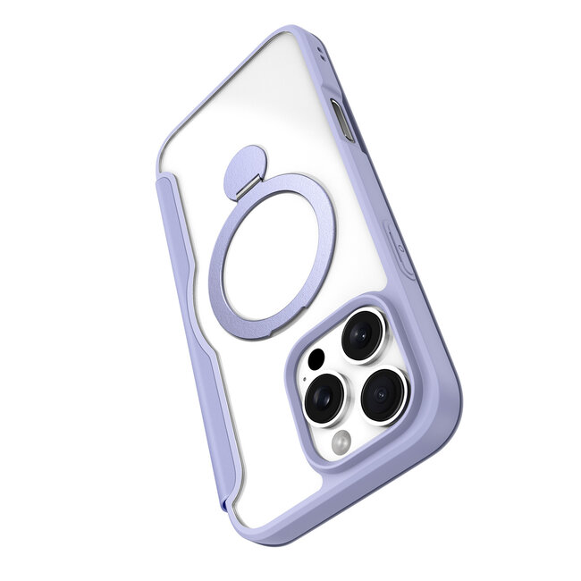 Dux Ducis - Telefoon Hoesje geschikt voor Apple iPhone 16 Pro Max - Hoesje geschikt voor Magsafe magneet - Uitklapbare 360° ring standaard - Skin X Pro - Book Case - Paars