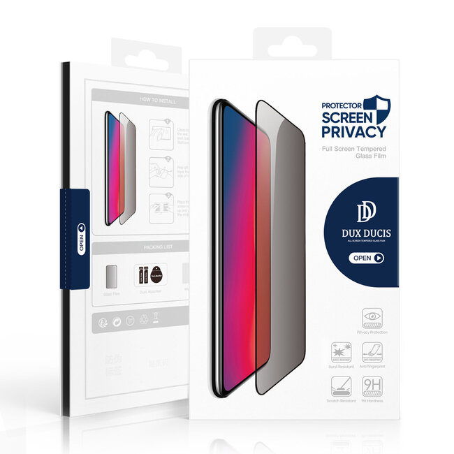 Dux Ducis - Privacy Screenprotector - Geschikt voor Apple iPhone 16 Plus - Tempered Glass - Zwart