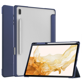 Case2go Case2go - Tablet Hoes geschikt voor Samsung Galaxy Tab S8 Plus (2022) - Tri-Fold Transparante Cover - Met Pencil Houder - Blauw