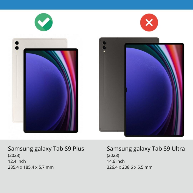 Case2go - Tablet hoes geschikt voor Samsung Galaxy Tab S9 Plus/S9 FE Plus (2023) - Acrylic Trifold case met Auto/Wake functie en Magneetsluiting - Zwart