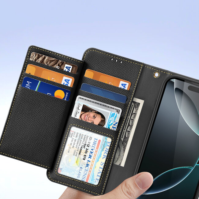 Dux Ducis - Telefoon Hoesje geschikt voor Apple iPhone 16 Pro Max - Hoesje geschikt voor Magsafe Magneet - 2 in 1 Wallet Book Case -  Lawa Series - Zwart