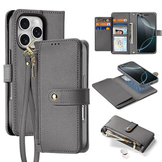Dux Ducis Dux Ducis - Telefoon Hoesje geschikt voor Apple iPhone 16 Pro Max - Hoesje geschikt voor Magsafe Magneet - 2 in 1 Wallet Book Case -  Lawa Series - Grijs