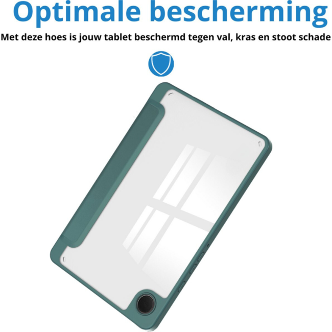 Case2go - Tablet hoes geschikt voor Samsung Galaxy Tab A9 (2023) - Acrylic Trifold case met Pencil houder - Donker Groen