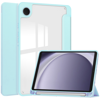 Case2go Case2go - Tablet hoes geschikt voor Samsung Galaxy Tab A9 (2023) - Acrylic Trifold case met Pencil houder - Licht Blauw