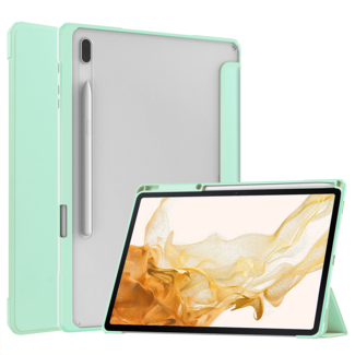 Case2go Case2go - Tablet Hoes geschikt voor Samsung Galaxy Tab S8 (2022) - Tri-Fold Transparante Cover - Met Pencil Houder - Licht Groen