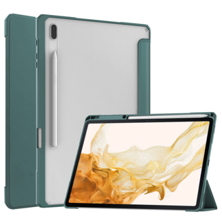 Case2go Case2go - Tablet Hoes geschikt voor Samsung Galaxy Tab S8 (2022) - Tri-Fold Transparante Cover - Met Pencil Houder - Groen