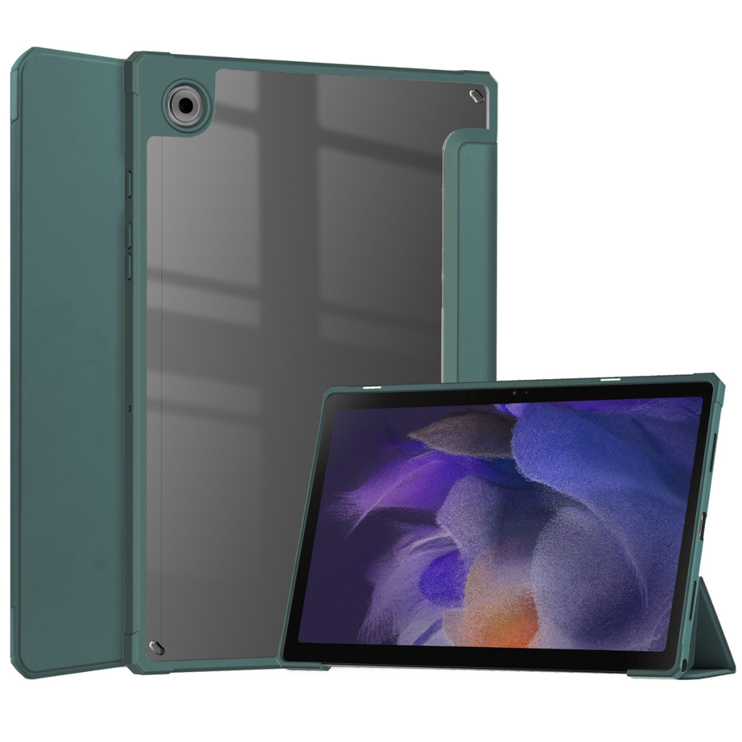 Case2go - Tablet Hoes geschikt voor Samsung Galaxy Tab A8 (2022 &amp; 2021) - 10.5 Inch - Transparante Case - Tri-fold Back Cover - Donker Groen afbeelding