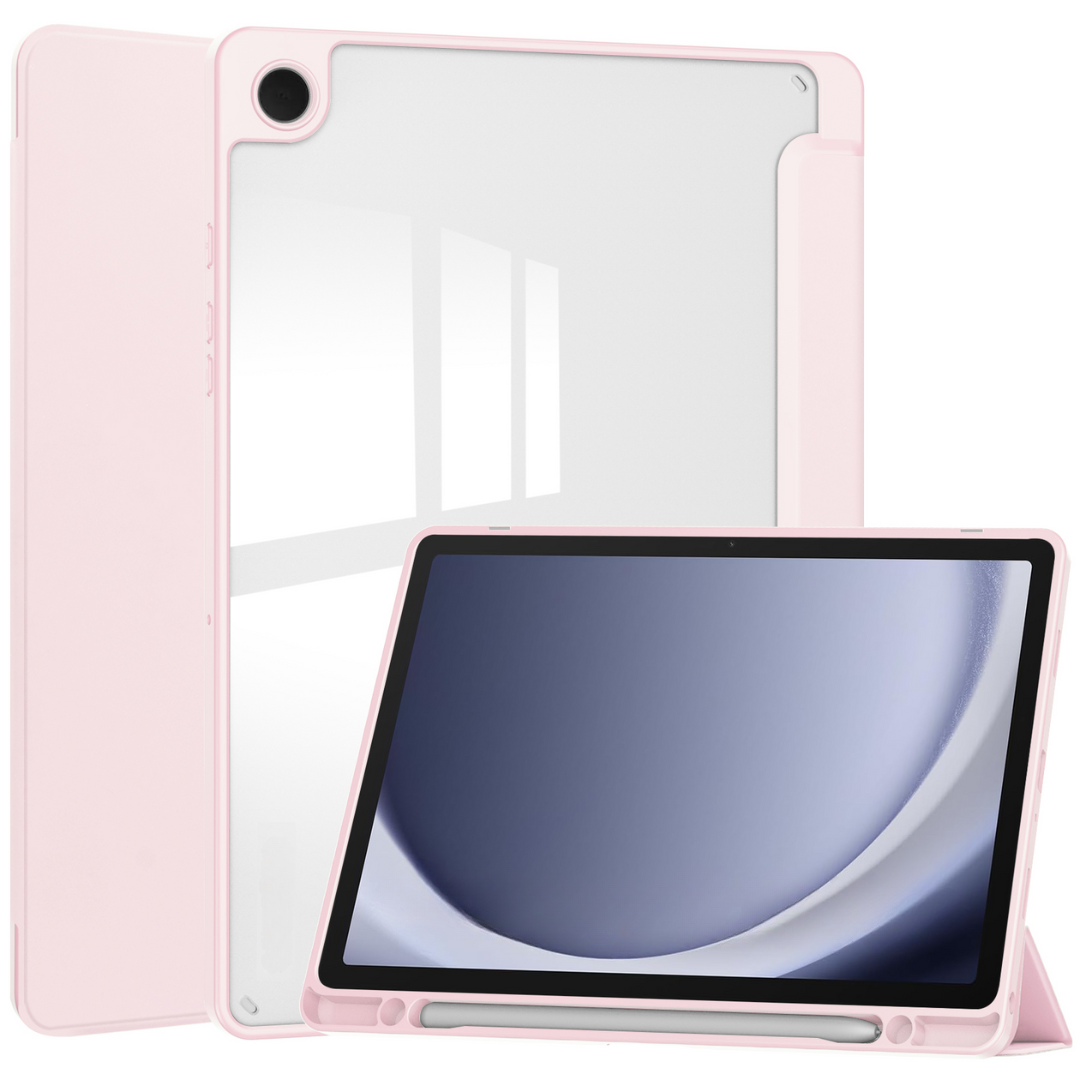 Case2go - Tablet hoes geschikt voor Samsung Galaxy Tab A9 Plus (2023) - Acrylic Trifold case met Pencil houder - Licht Roze afbeelding