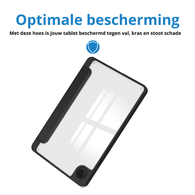 Case2go - Tablet hoes geschikt voor Samsung Galaxy Tab A9 Plus (2023) - Acrylic Trifold case met Pencil houder - Zwart