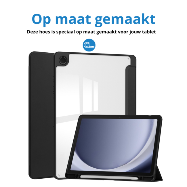 Case2go - Tablet hoes geschikt voor Samsung Galaxy Tab A9 Plus (2023) - Acrylic Trifold case met Pencil houder - Zwart