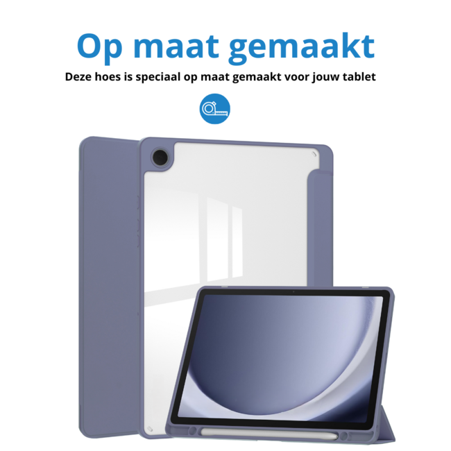 Case2go - Tablet hoes geschikt voor Samsung Galaxy Tab A9 Plus (2023) - Acrylic Trifold case met Pencil houder - Paars