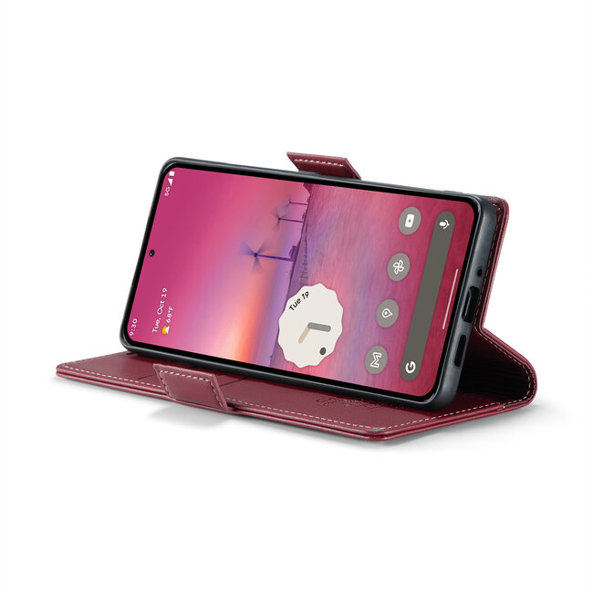 CaseMe - Hoesje geschikt voor Google Pixel 9 Pro XL - Retro Wallet Book Case - Met Magnetische Sluiting - Rood