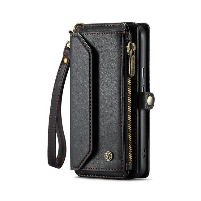 CaseMe - Telefoonhoesje geschikt voor Google Pixel 9/9 Pro - Wallet Book Case met Schouder Strap - Zwart