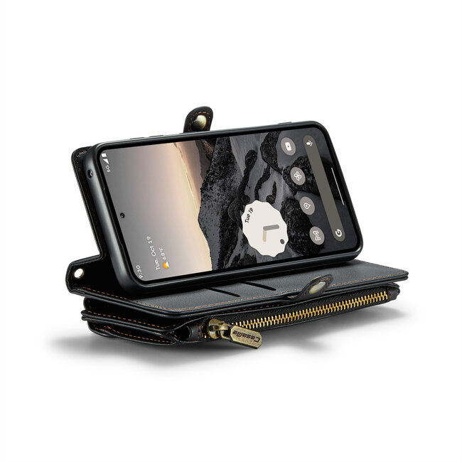 CaseMe - Telefoonhoesje geschikt voor Google Pixel 9/9 Pro - Wallet Book Case met Schouder Strap - Zwart