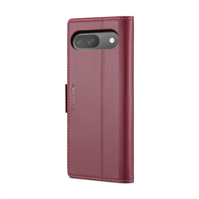 CaseMe - Hoesje geschikt voor Google Pixel 9/9 Pro  - Retro Wallet Book Case - Met Magnetische Sluiting - Rood