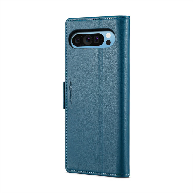 CaseMe - Hoesje geschikt voor Google Pixel 9 Pro XL - Retro Wallet Book Case - Met Magnetische Sluiting - Blauw