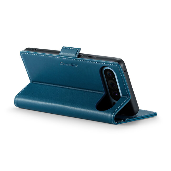 CaseMe - Hoesje geschikt voor Google Pixel 9 Pro XL - Retro Wallet Book Case - Met Magnetische Sluiting - Blauw