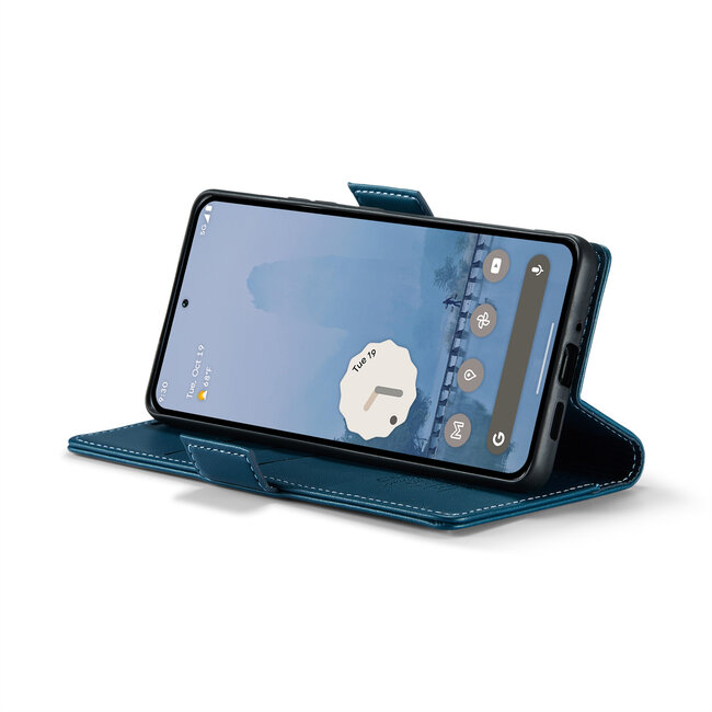 CaseMe - Hoesje geschikt voor Google Pixel 9 Pro XL - Retro Wallet Book Case - Met Magnetische Sluiting - Blauw