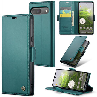 CaseMe CaseMe - Hoesje geschikt voor Google Pixel 9/9 Pro - Retro Wallet Book Case - Met Magnetische Sluiting - Groen