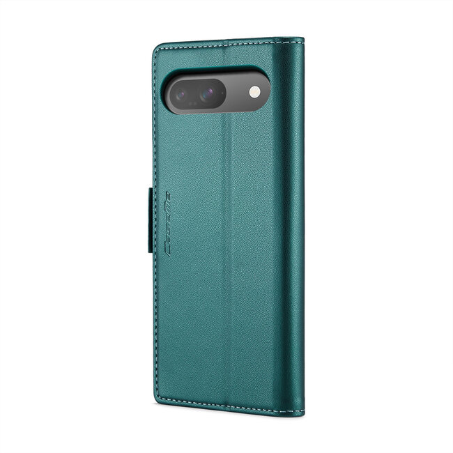 CaseMe - Hoesje geschikt voor Google Pixel 9/9 Pro  - Retro Wallet Book Case - Met Magnetische Sluiting - Groen