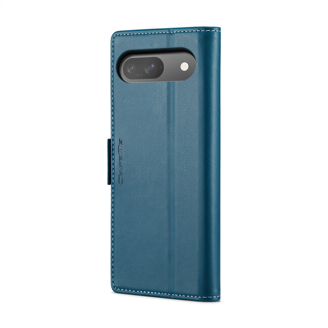 CaseMe - Hoesje geschikt voor Google Pixel 9/9 Pro  - Retro Wallet Book Case - Met Magnetische Sluiting - Blauw