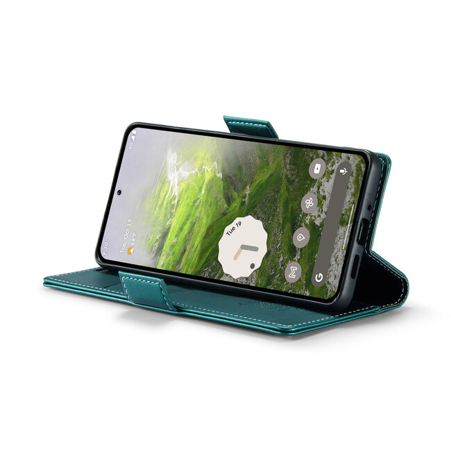 CaseMe - Hoesje geschikt voor Google Pixel 9/9 Pro  - Retro Wallet Book Case - Met Magnetische Sluiting - Blauw