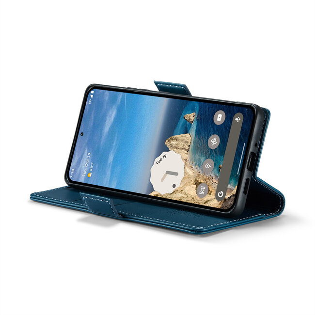 CaseMe - Hoesje geschikt voor Google Pixel 9/9 Pro  - Retro Wallet Book Case - Met Magnetische Sluiting - Blauw