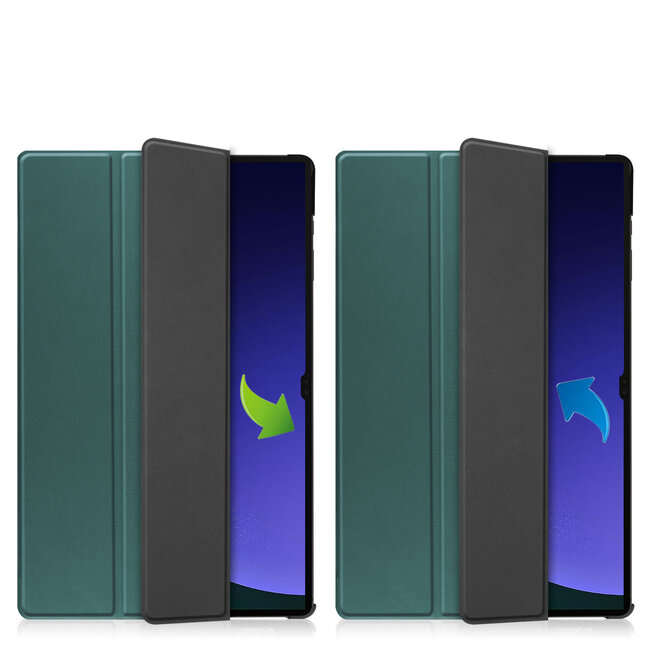 Case2go - Tablet hoes geschikt voor Samsung Galaxy Tab S10 Ultra / S9 Ultra (2024) - Tri-Fold Book Case - 14.6 inch - Donker Groen