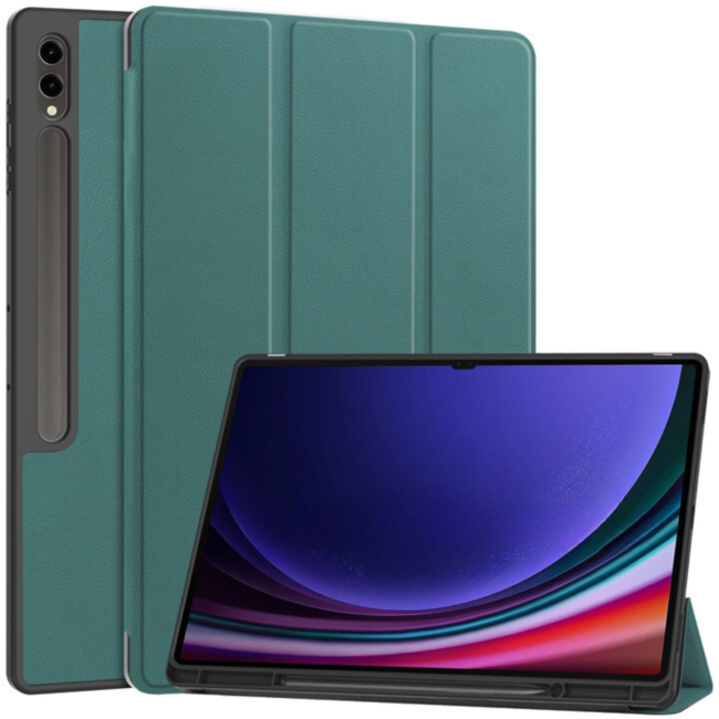 Case2go - Tablet hoes geschikt voor Samsung Galaxy Tab S10 Ultra / S9 Ultra (2024) - Pencil Houder - 14.6 Inch - Donker Groen