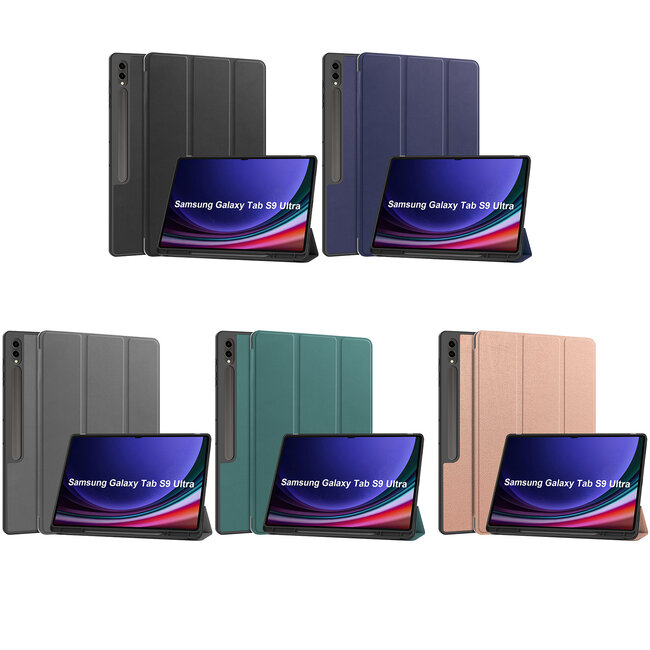 Case2go - Tablet hoes geschikt voor Samsung Galaxy Tab S10 Ultra / S9 Ultra (2024) - Pencil Houder - 14.6 Inch - Donker Groen