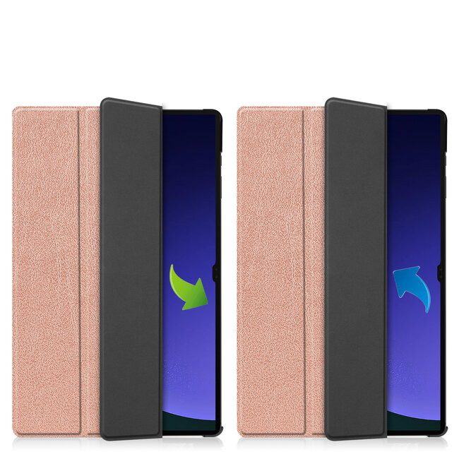 Case2go - Tablet hoes geschikt voor Samsung Galaxy Tab S10 Plus (2024) - Tri-fold Book Case - 12.4 inch - Rosegoud