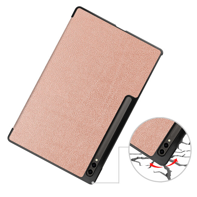 Case2go - Tablet hoes geschikt voor Samsung Galaxy Tab S10 Plus (2024) - Tri-fold Book Case - 12.4 inch - Rosegoud