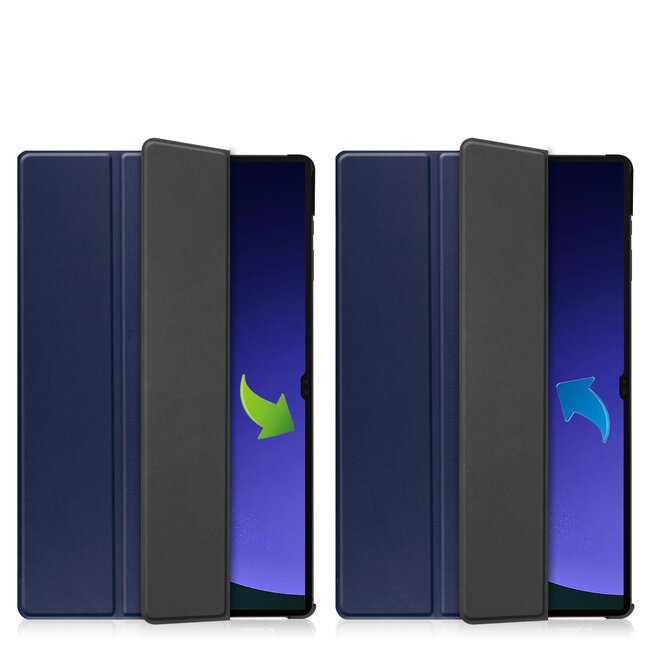 Case2go - Tablet hoes geschikt voor Samsung Galaxy Tab S10 Ultra / S9 Ultra (2024) - Tri-Fold Book Case - 14.6 inch - Donker Blauw