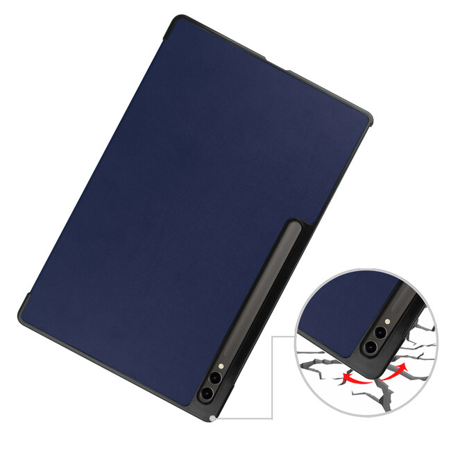Case2go - Tablet hoes geschikt voor Samsung Galaxy Tab S10 Ultra / S9 Ultra (2024) - Tri-Fold Book Case - 14.6 inch - Donker Blauw