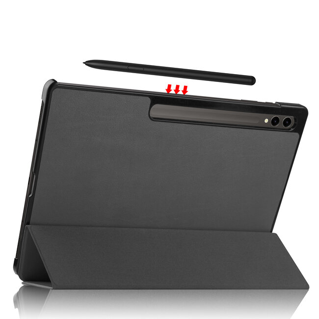 Case2go - Tablet hoes geschikt voor Samsung Galaxy Tab S10 Ultra / S9 Ultra (2024) - Tri-Fold Book Case - 14.6 inch - Grijs