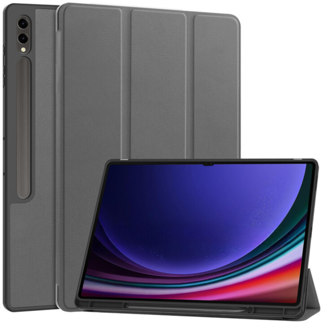 Case2go - Tablet hoes geschikt voor Samsung Galaxy Tab S10 Ultra / S9 Ultra (2024) - Pencil Houder - 14.6 Inch - Grijs