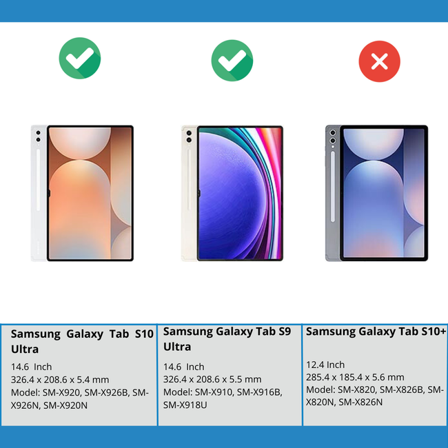 Case2go - Tablet hoes geschikt voor Samsung Galaxy Tab S10 Ultra / S9 Ultra (2024) - Tri-Fold Book Case - 14.6 inch - Zwart