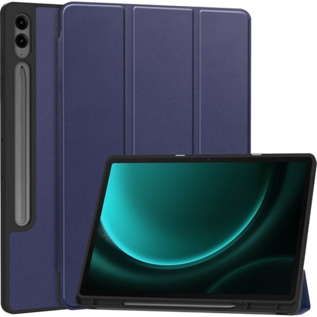 Case2go - Tablet hoes geschikt voor Samsung Galaxy Tab S10 Plus - Pencil Houder - 12.4 Inch - Donkerblauw