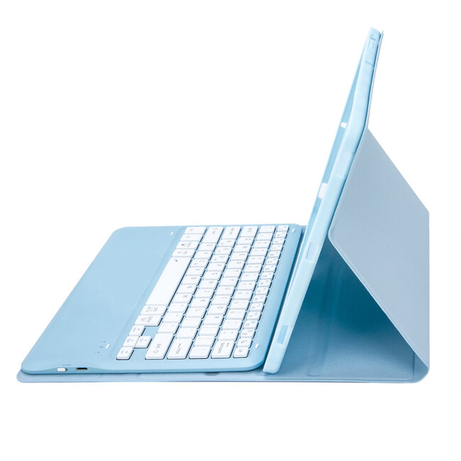 Case2go - Bluetooth Toetsenbord Hoes Geschikt voor Samsung Galaxy Tab S10 Ultra (2024) - Met stylus pen houder - QWERTY Keyboard case - Lichtblauw