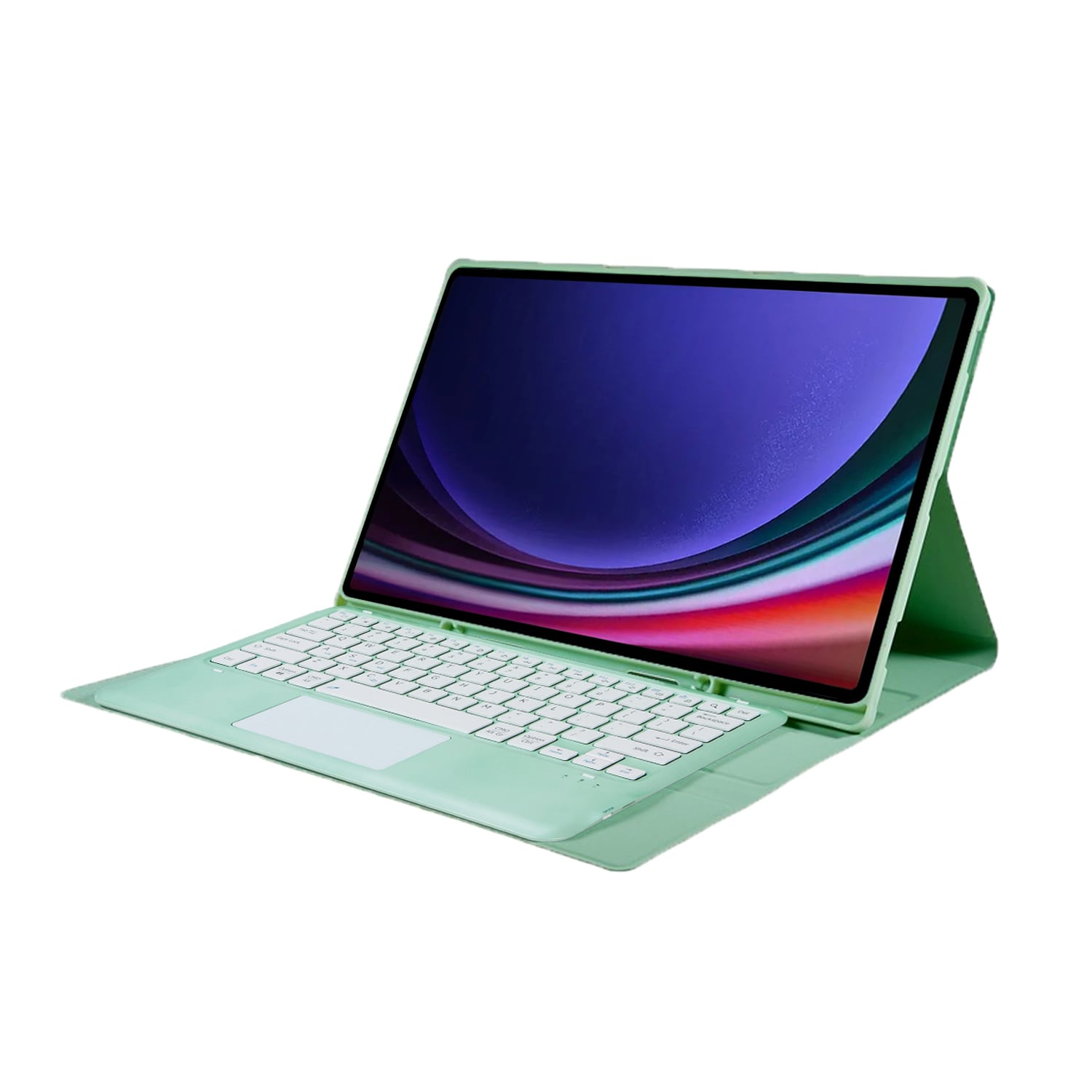 Case2go - Bluetooth Toetsenbord Hoes Geschikt voor Samsung Galaxy Tab S10 Ultra (2024) - Met touchpad en stylus pen houder - QWERTY Keyboard case - Mint Groen afbeelding