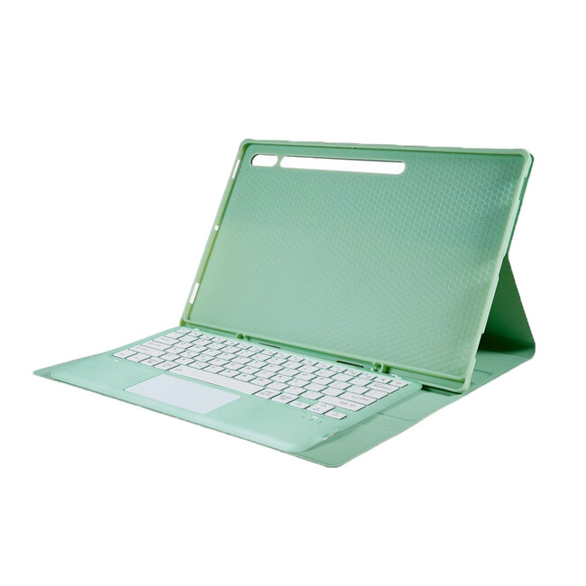 Case2go - Bluetooth Toetsenbord Hoes Geschikt voor Samsung Galaxy Tab S10 Ultra (2024) - Met touchpad en stylus pen houder - QWERTY Keyboard case - Mint Groen