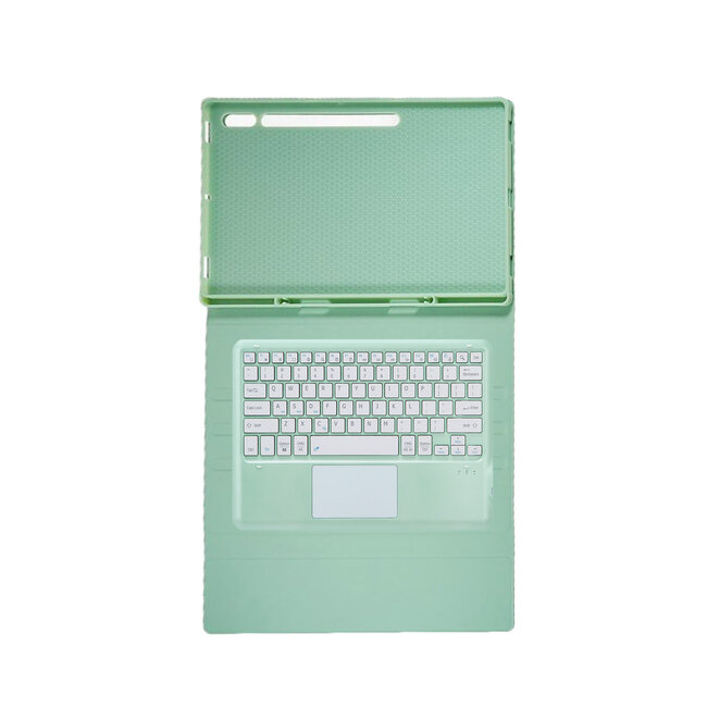 Case2go - Bluetooth Toetsenbord Hoes Geschikt voor Samsung Galaxy Tab S10 Ultra (2024) - Met touchpad en stylus pen houder - QWERTY Keyboard case - Mint Groen