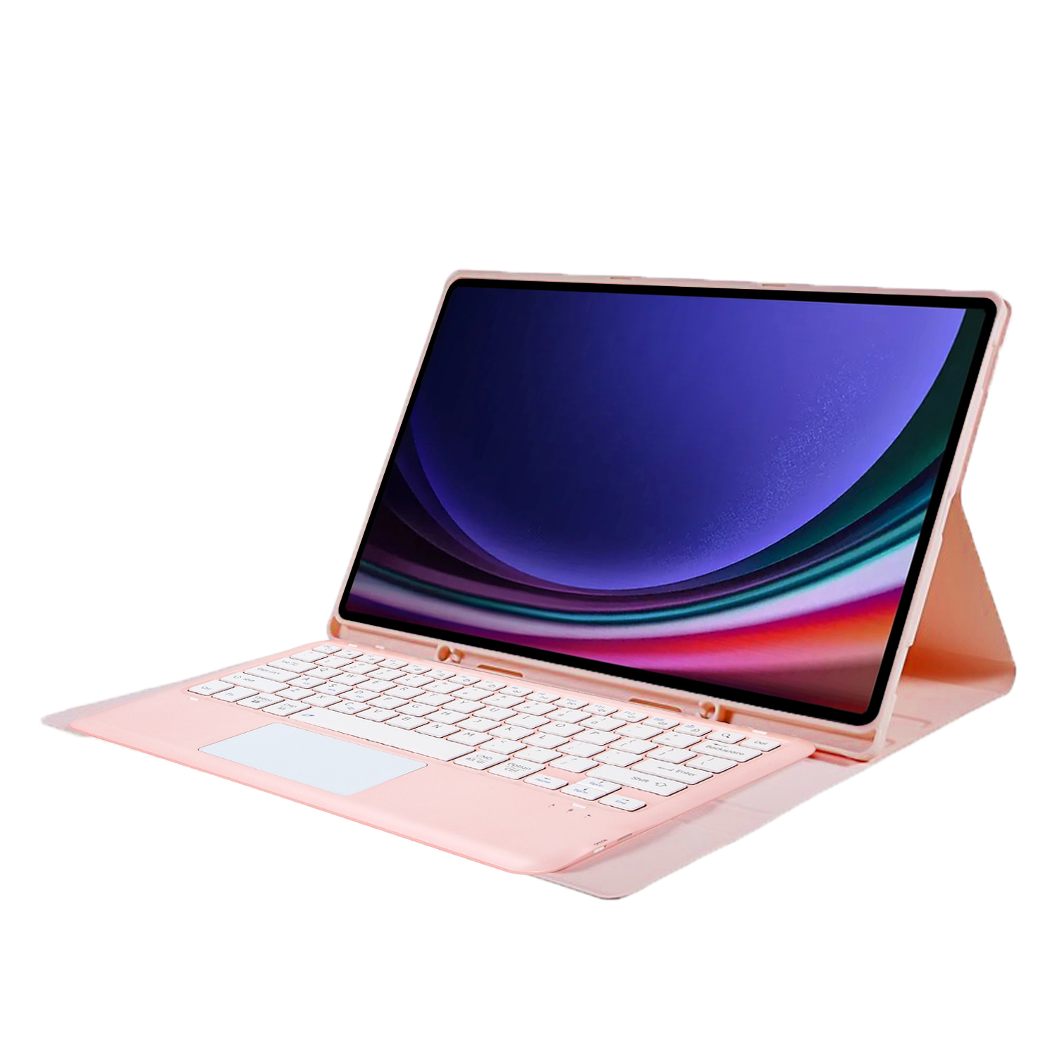 Case2go - Bluetooth Toetsenbord Hoes Geschikt voor Samsung Galaxy Tab S10 Ultra (2024) - Met touchpad en stylus pen houder - QWERTY Keyboard case - Roze afbeelding
