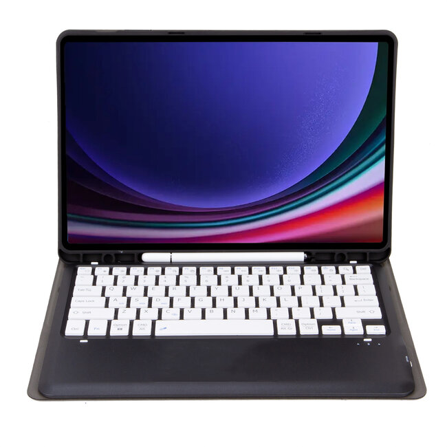 Case2go - Bluetooth Toetsenbord Hoes Geschikt voor Samsung Galaxy Tab S10 Ultra (2024) - Met stylus pen houder - QWERTY Keyboard case - Wit/Zwart