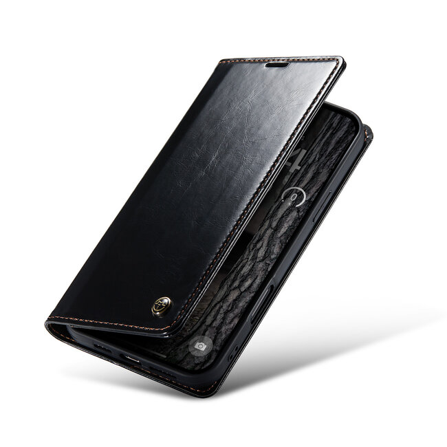 CaseMe - Telefoonhoesje geschikt voor Apple iPhone 16 Plus - Flip Wallet Case - Magneetsluiting - Zwart