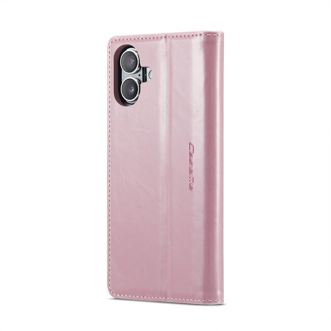 CaseMe - Telefoonhoesje geschikt voor Apple iPhone 16 Plus - Flip Wallet Case - Magneetsluiting - Roze